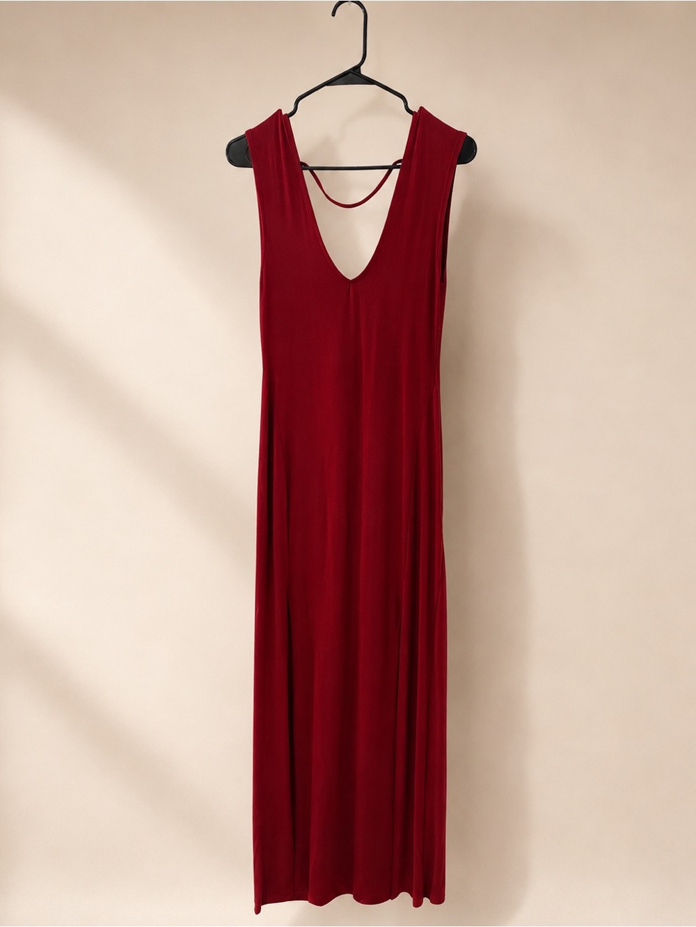 Royal Codes Athena Crimson Red Maxi Dress Open Back Double Slit Goddess Dress